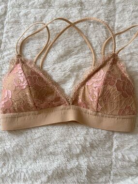 Urban outfitters Lace Triangle Bralette in Blush Peach